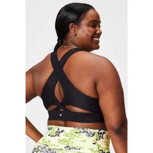 Fabletics Womens No Bounce High Impact Strappy Sports Bra Black Size 2X NWT